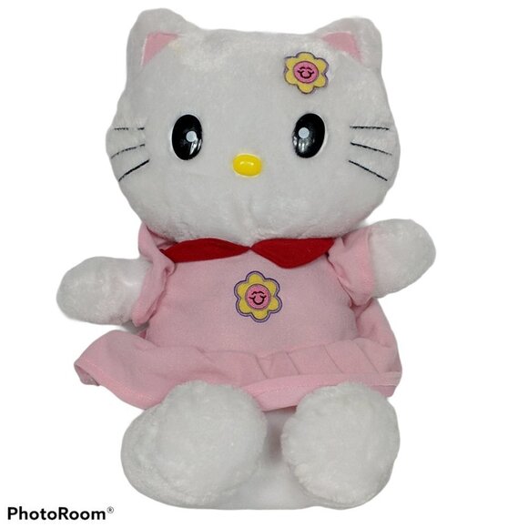 Carousel Softoys White Kitty Cat Plush Pink Dress 15" - Picture 1 of 4